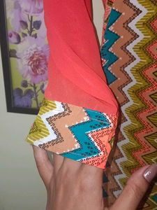 Orange Chevron Print Top