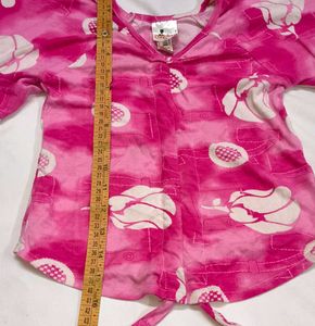 Vibrant Pink western Floral Print Kurta adjustable