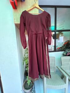 Elegant Maroon Ethnic Gown with Embroidery