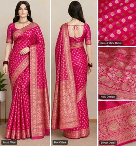 Vibrant Pink Banarasi Silk Saree