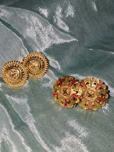 Gold Tone Earrings (Set of 2)