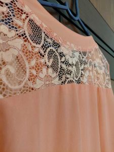 Peach Lace Detail top with sleeves attachable