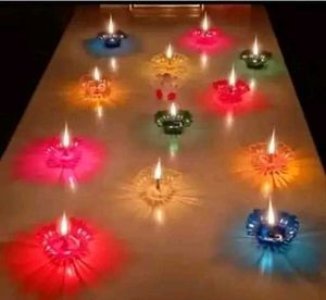 Colorful Flower Reflection / Shadow Diya Set