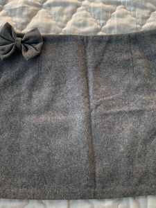 Gray Mini Skirt with Bow Detail