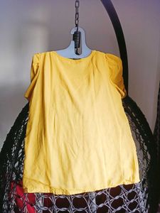 Yellow Embroidered Puff Sleeve Kurta