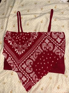 Red Bandana Print Crop Top