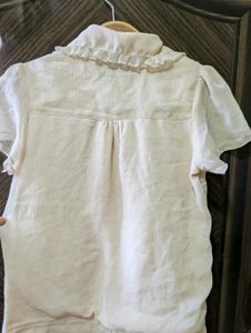 Cream Ruffled Bow Blouse