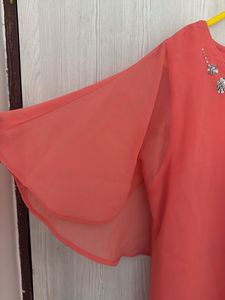 Coral Kurta with Sequins