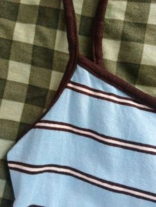 bershka Blue Striped Spaghetti Strap Top