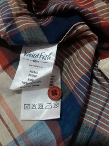 Best summer cotton Weird Fish Plaid Casual Shirt