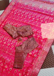 Beautiful Pink Silk Saree with Blouse