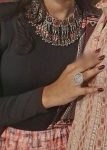 Red &amp; Silver Tribal Style Necklace Set