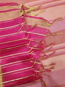 Pink &amp; Gold Striped Dupatta