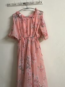 Chic Floral Print Midi Dress slit on both sides wi