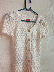 Sheer Lace Button-Up Top Shirt 🎽