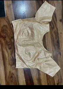 boat neck Gold Blouse