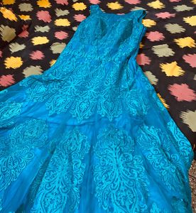 Teal Embroidered Ethnic Gown
