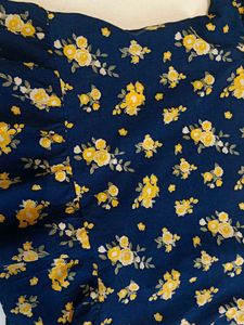 Chic Navy Floral Print Cold Shoulder Dress for 10