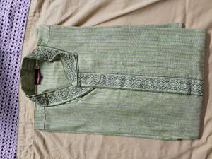 Men's Green Striped Kurta