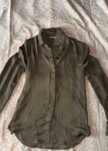 Elegant Olive Green Button-Up Shirt
