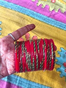 Red Enamel Bangles Set