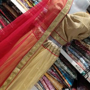 Stunning golden &amp; Red Lehenga Choli unsteached