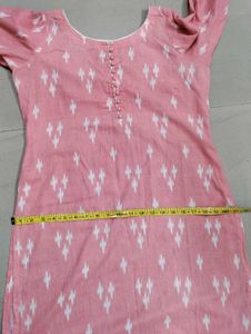 Pink Ikat Kurta Set with Jhumka Earrings