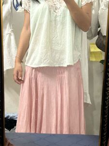 Bohemian Pink Pleated Skirt
