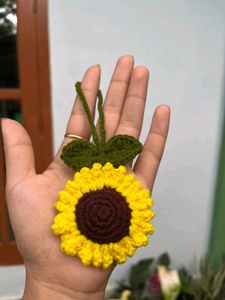 Crochet Sunflower Keychain Charm