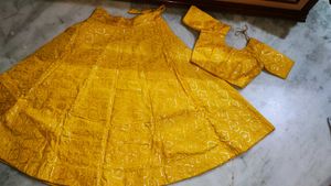 Vibrant Yellow Silk Jacquard Chaniya Choli Set | D