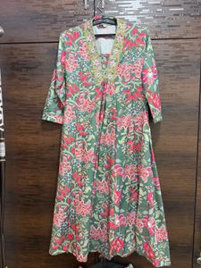 Floral Print Green Kurta with pants