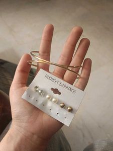 set of 3 earrings with arm cuff combo