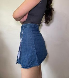 Mini Bow Denim Skirt