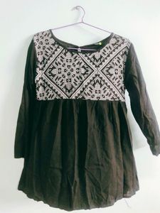 Embroidered Black Tunic Top