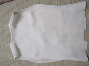 Cream V-Neck Button Vest Top