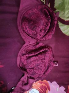 Burgundy Lace padded Bra
