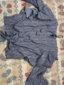 Striped Ruffled Top with Floral Embroidery