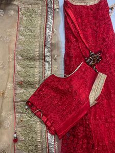Red And Golden Lehenga Choli