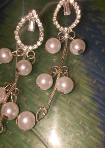 Elegant Pearl Drop Earrings with Crystal Accents