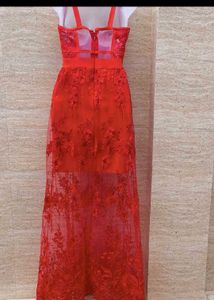 Stunning Red Lace Evening Dress