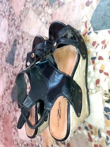 SheZone Black Wedge Sandals