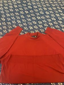 Men’s Sweater, Pure Wool, Size L, Maroonish rust C