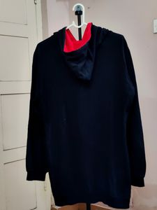 💥BUY1GET1💥 black hooded sweatshirt with red drawstrings