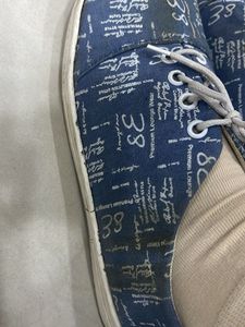 Blue Casual Sneakers with Text Print