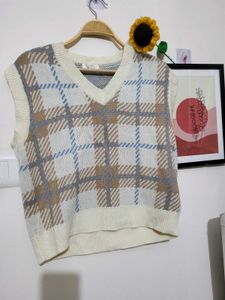 Cozy Plaid Knit Vest