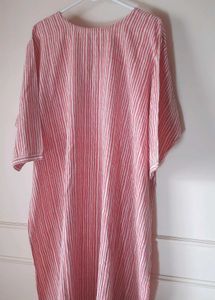Striped Red Cotton Kurti