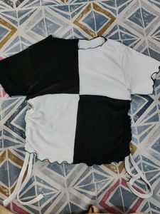 Two-Tone Cinched T-Shirt