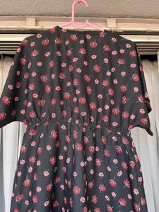 Floral Print Black Mini Dress