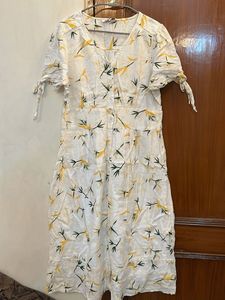 Off White Floral Print Midi Dress