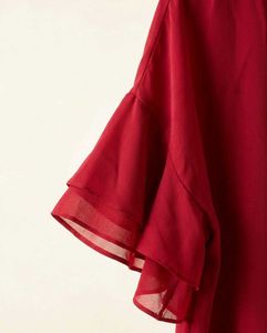 Red Ruffle Sleeve Top